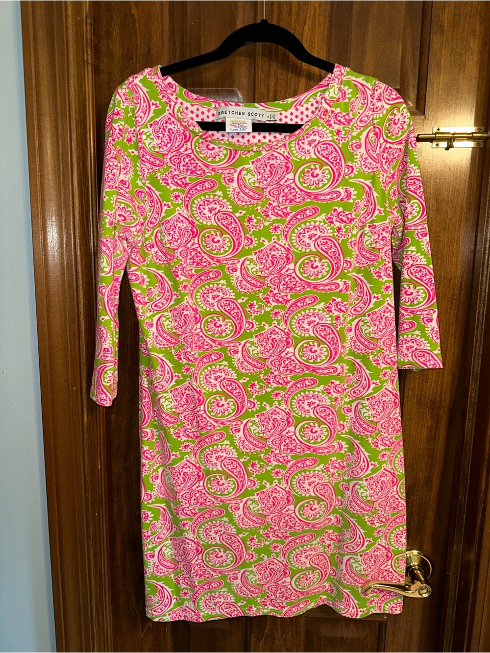 Gretchen Scott Designs Pink & Lime Paisley Midi Dress